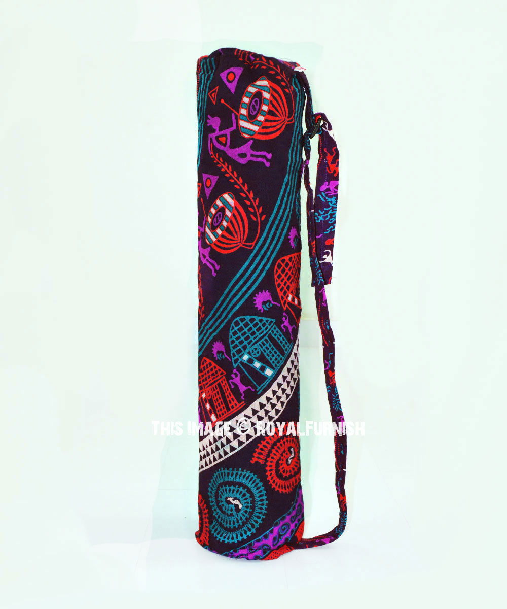 Purple Tribal Lifestyle Printed Cotton Boho Yoga Mat Bag
