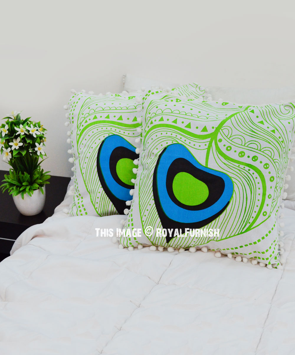 Green boho pillow cheap