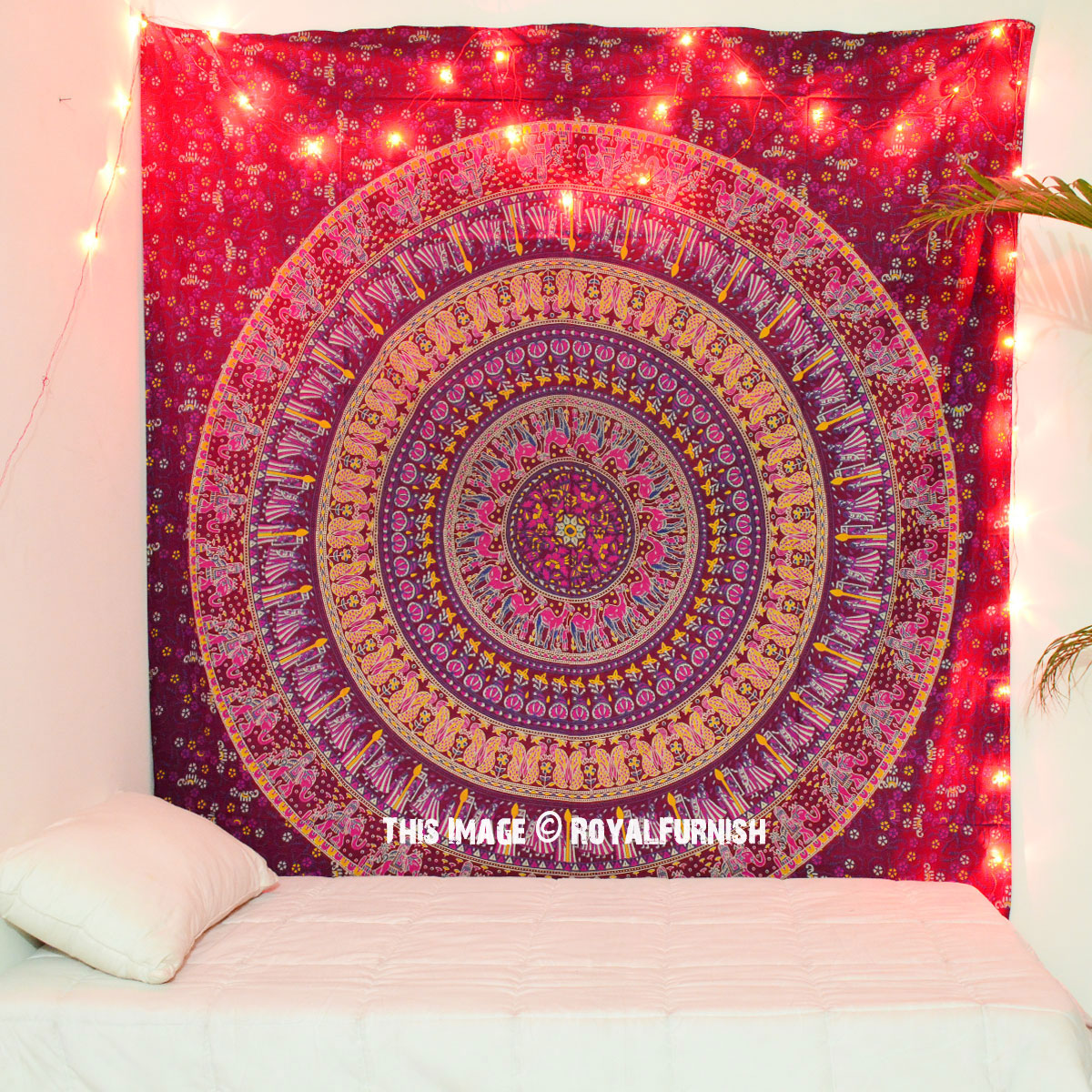 Indian Mandala Tapestry Cotton Purple BlackQueen Printed Star Wall HangingThrow