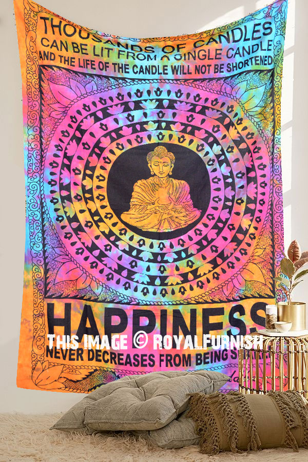 Peace Sound Om Poster Wall Hanging Tapestry Meditation Hippie Yoga Mat Tie-Dye 