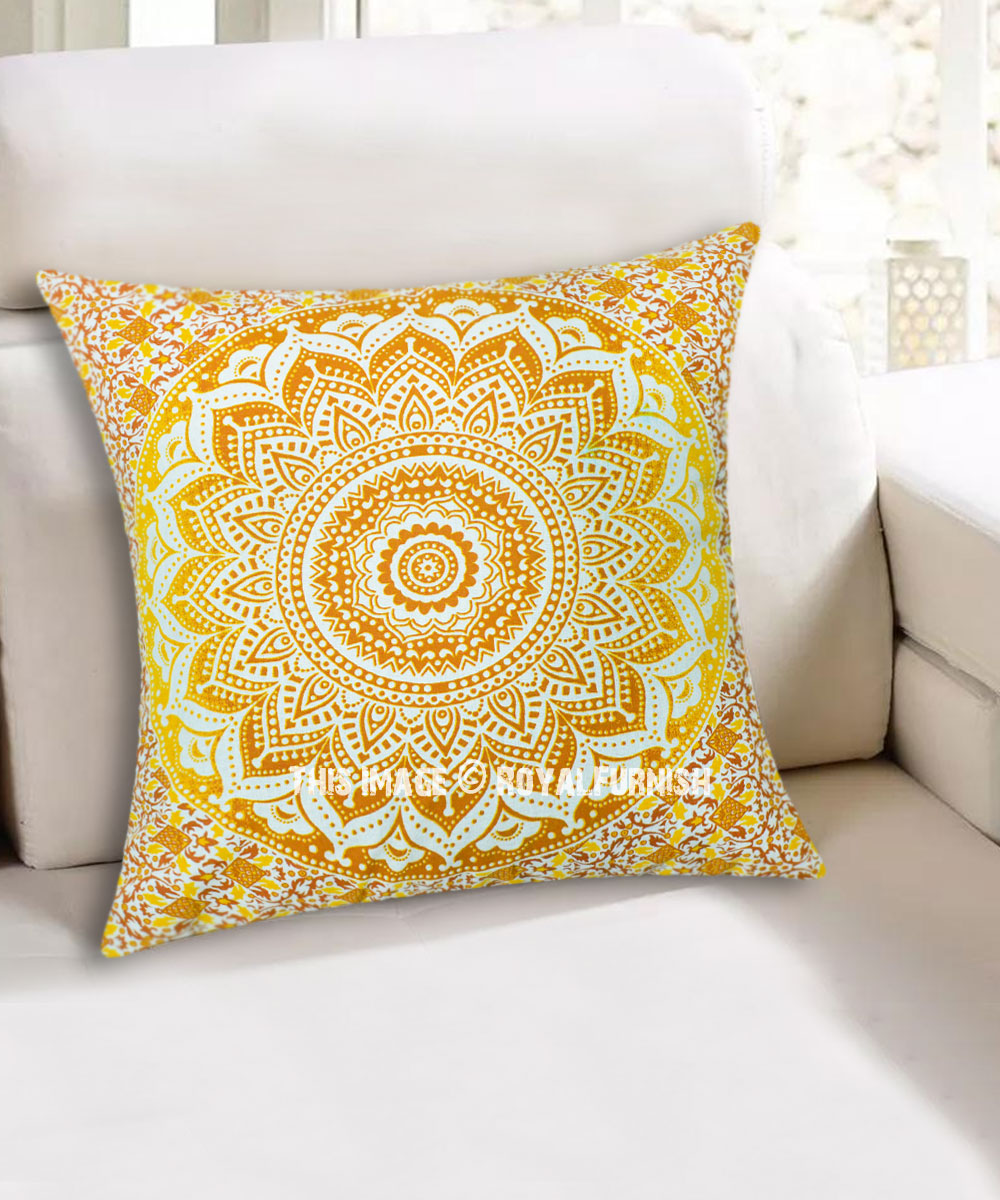 Indian Elephant Mandala Cushion Cover Square Pillow Case Cotton Bohemian Throw 