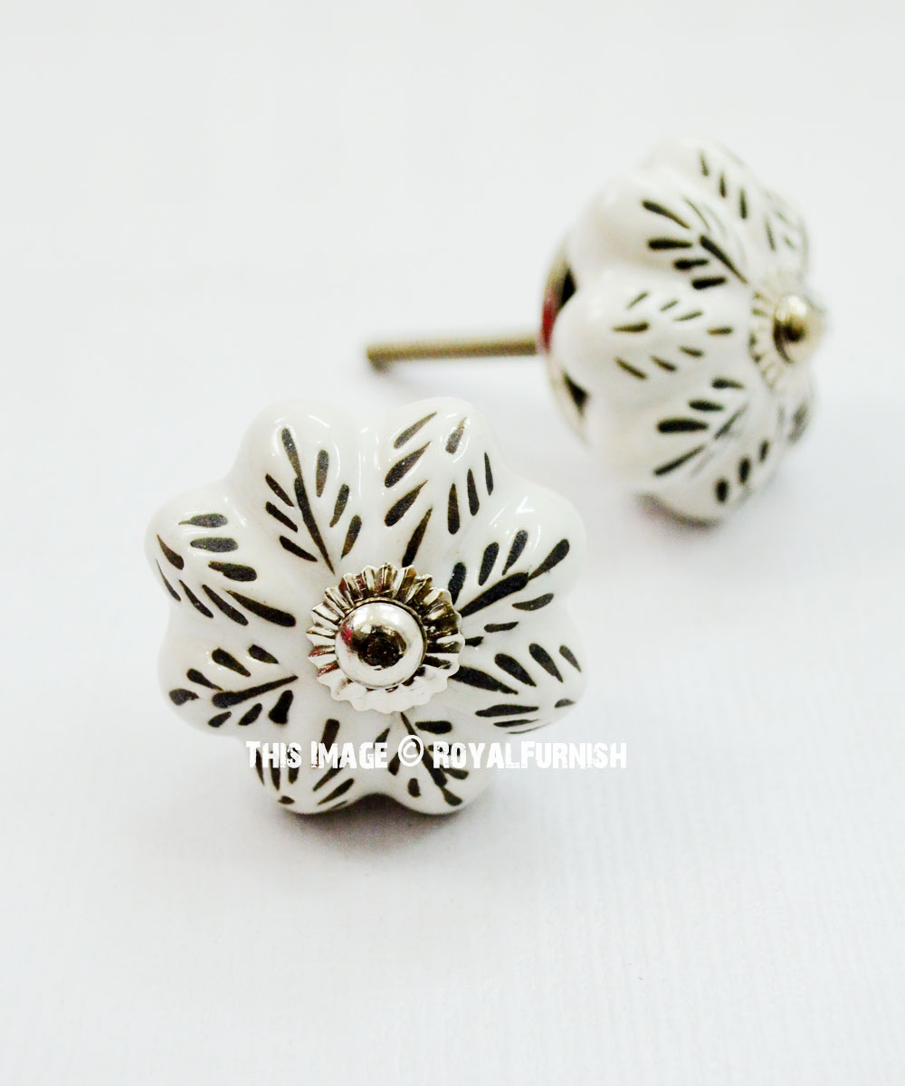 kitchen cabinet knobs black and white white black leaves painted ceramic cabinet knob set of two kitchen cabinet knobs black and white white black leaves painted ceramic cabinet knob set of two
