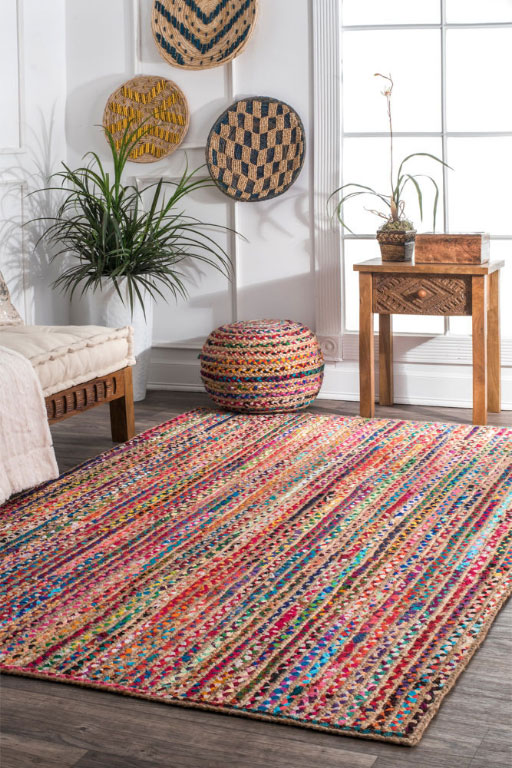 Colorful Natural Fibers Jute Area Rug 4X6 ft. 