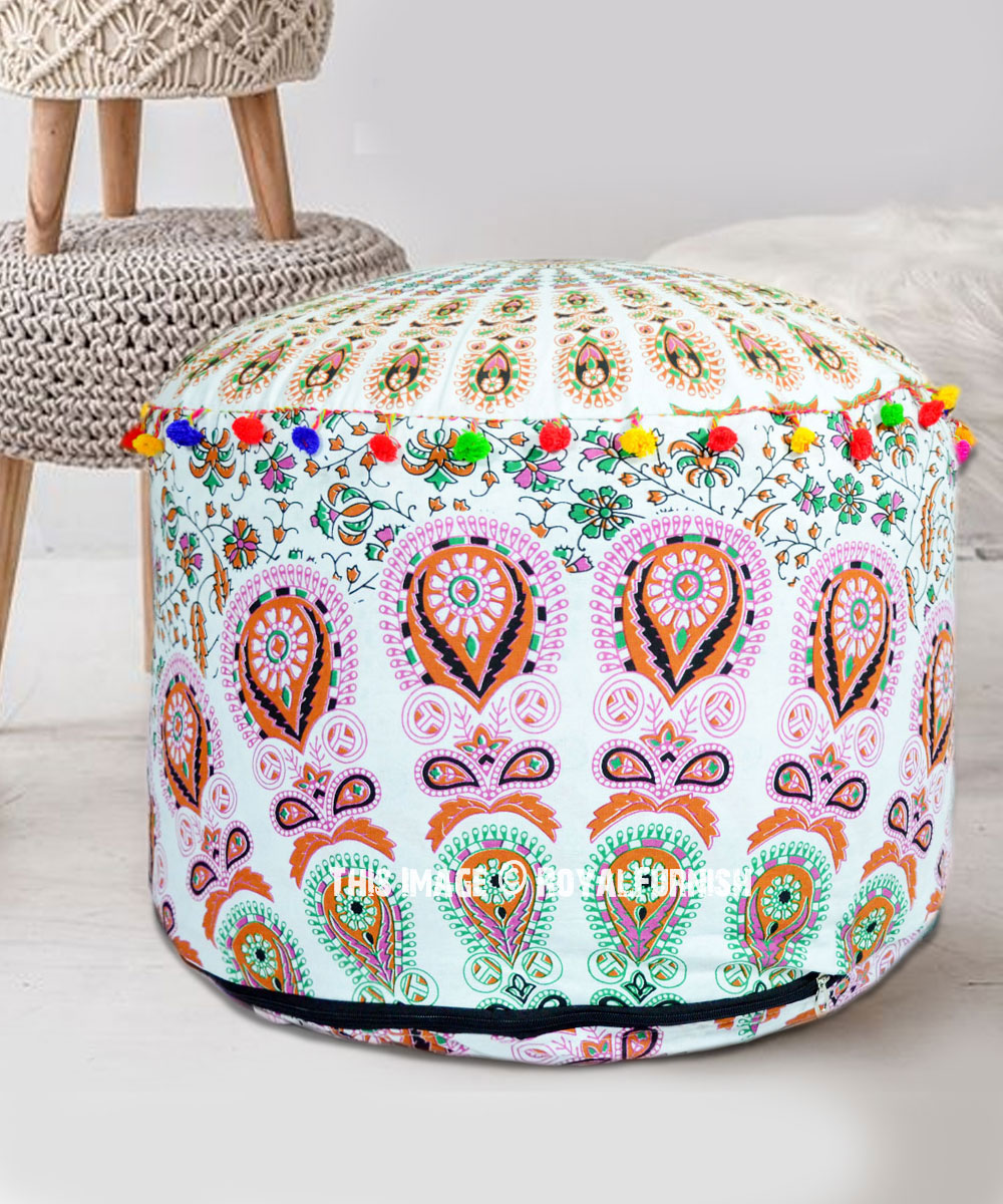 Indian Poufs & Ottomans Boho Round Pouffe Royal Furnish