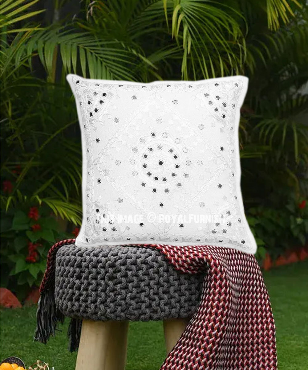 24" Indian Black  Mandala Silk Brocade Pillow Cushion Cover Throw 60 x 60 cm