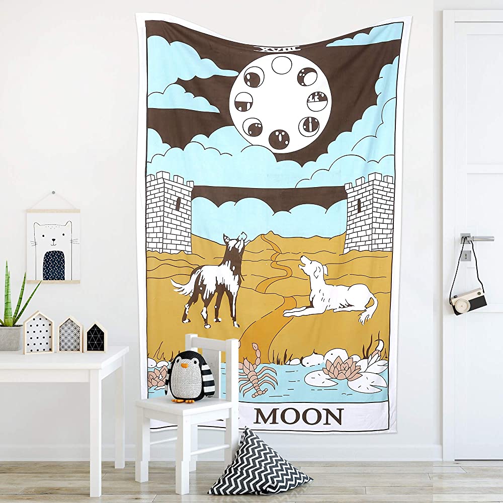 Details about   Wall Hanging Small Poster Cotton The Moon Design Tarot Card Altar Tapestry White 