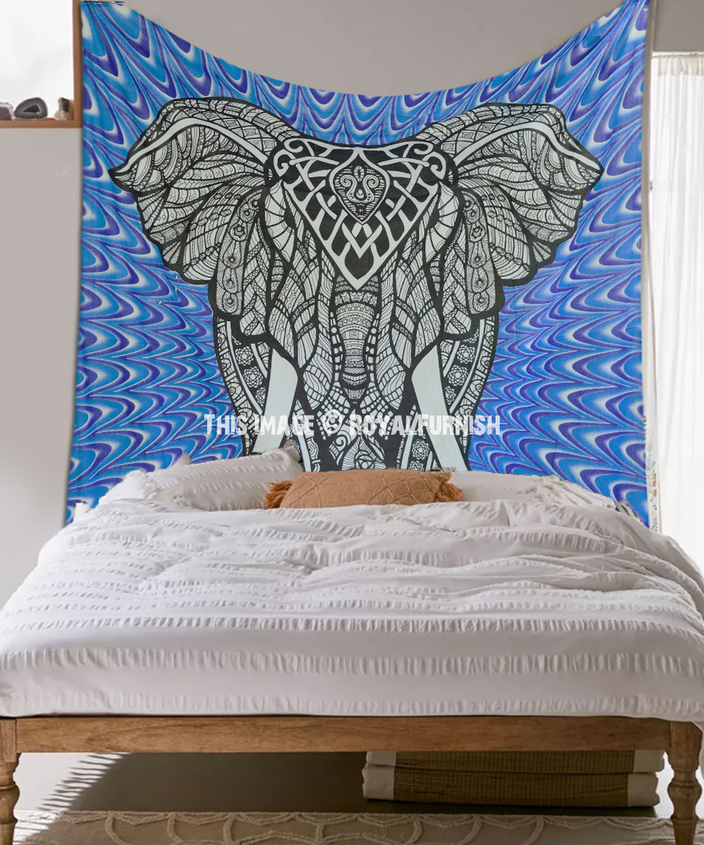 Purple Optical Illusion Elephant Tapestry RoyalFurnish