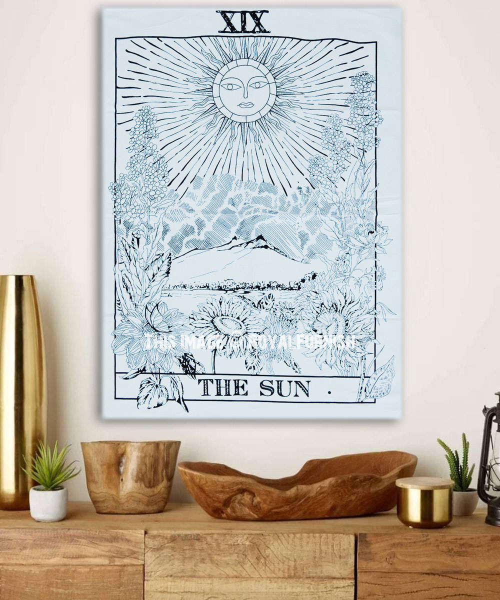 Black & White The Sun Tarot Card Tapestry - Poster 30X45 - RoyalFurnish.com