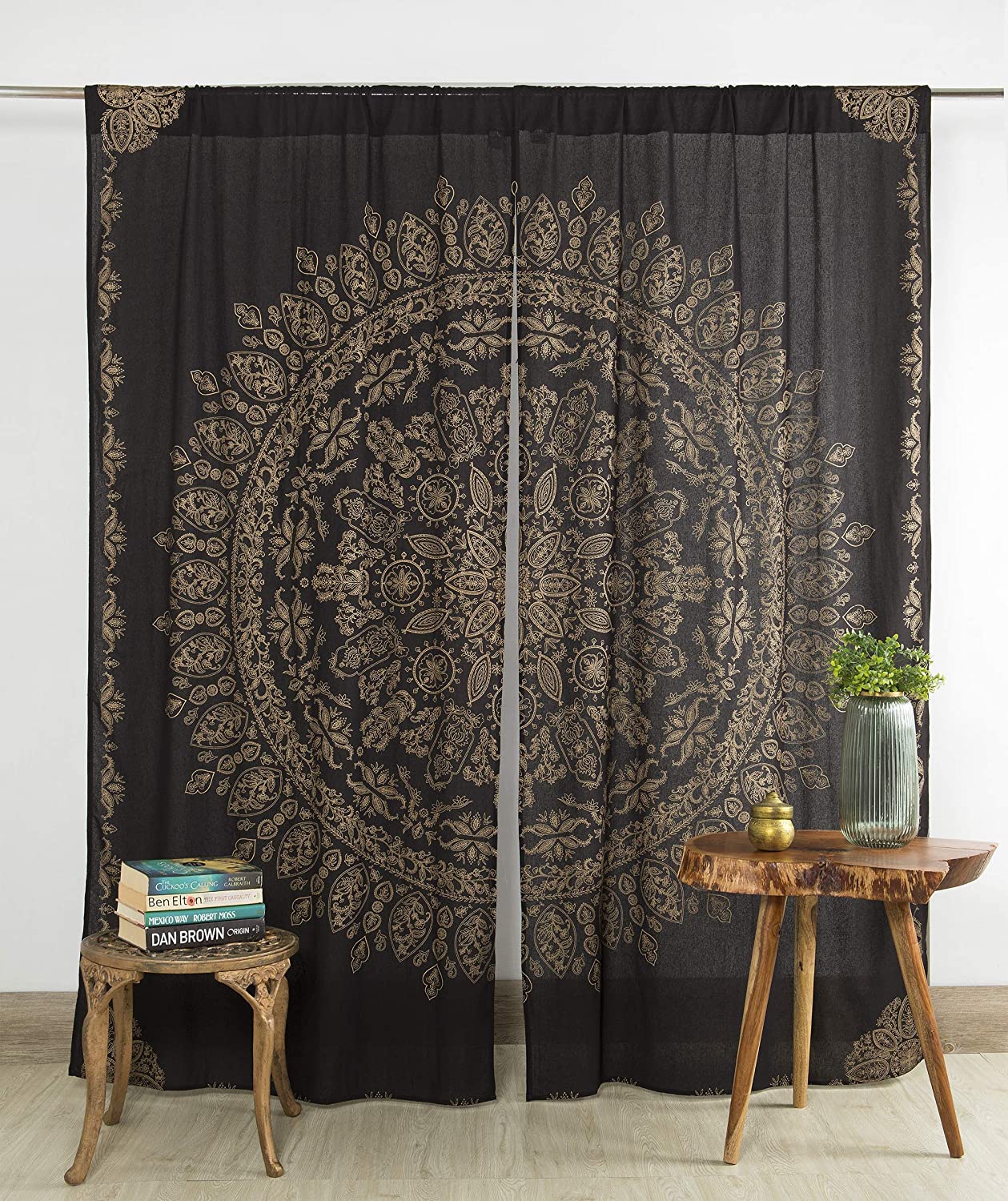 Lotus Floral Room Door curtain Window Curtain Drape Panel Sheer Tapestry 