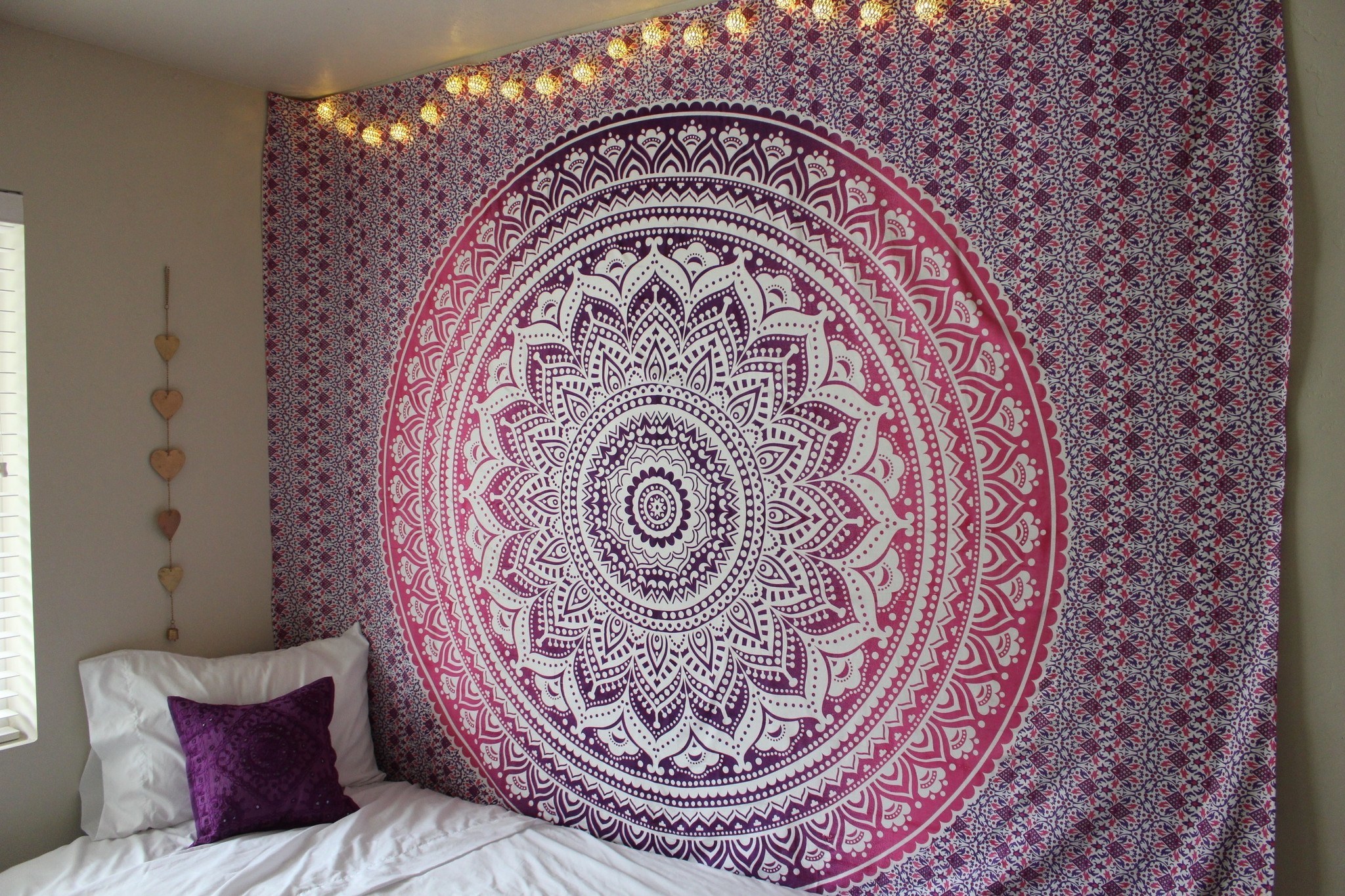 X Large Pink Purple Indian Ombre Mandala Tapestry King Size RoyalFurnish