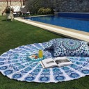 White & Blue Floral Indian Hippie Mandala Roundie Beach Towel Throw