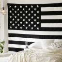 Black & White American Flag Cotton Tapestry Wall Hanging