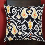 16" Black ZigZag Ikat Paisley Kantha Cotton Throw Pillow Cushion Cover