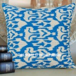 16" Blue Indian Ikat Kantha Cotton Throw Pillow Case Decor Art
