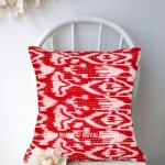 20X20 Red Multi ZigZag Decorative IKat Kantha Throw Pillow Cover