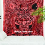 Red Psychedelic Celtic Design Dragon Face & Skull Wall Tapestry