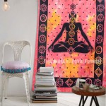 Colorful Red Tie Dye Meditation Yoga Tapestry, Wall Hanging Bedding 