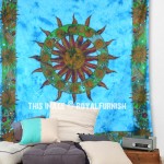 Turquoise Blue Tie Dye Sun Tapestry Wall Hanging