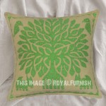 Green India Decorative Handmade Bohemian Family Tree Pillow Cover Sham