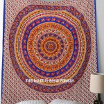 Blue Multicolor Elephant Mandala Tapestry, Hippie Tapestry Wall Hanging Bed Cover