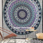 Multi Beige Floral and Elephant Medallion Mandala Wall Tapestry Bedspread