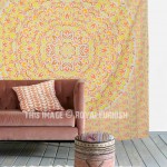 Yellow Multi Ombre Leaf Medallion Wall Tapestry, Bohemian Bedding