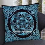 Turquoise Blue Decorative Star Celtic Knot Cotton Throw Pillow Cover 16X16 Inch