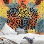 Hippie Elephant Tree Tapestry Wall Hanging, Tie Dye Sheet Bedding