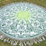 Green Royal Ombre Medallion Mandala Roundie, Thin Sheet Beach Throw