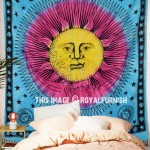 Turquoise Blue and Yellow Sun Face Moon Tapestry, Tie Dye Sheet