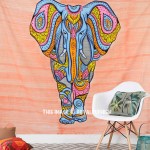 Multi Colorful Hand Brush Asian Elephant Cotton Tapestry