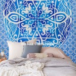 Large Blue Symmetry Medallion Ombre Mandala Wall Tapestry