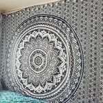 Grey & Black Floral Ombre Medallion Tapestry Bedding Throw