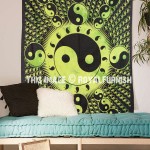 Green Chinese Yin Yang Ball Wall Tapestry, Hippie Wall Hanging 