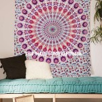 Pink Purple Colorful Chili Medallion Indian Mandala Tapestry