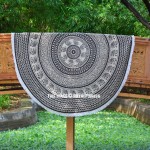 Black & Beige Elephants Rings Medallion Mandala Tapestry