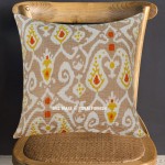 16" Beige Paisley Decorative Zigzag Ikat Handmade Kantha Toss Pillow Case
