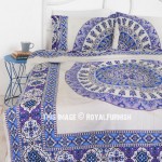 White & Blue Bliss Bohemian Gypsy Mandala Bedding Duvet Cover Set with 2 Pillow Cover