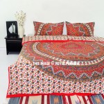 Red Kerala Mandala Bedding Duvet Covers Set with 2 Pillow Cases