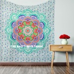 Sea Green Multi Camellias Mandala Hippie Tapestry Wall Hanging