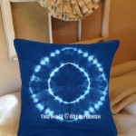 Blue Shibori Medallion Design Indigo Square Throw Pillow Case 16X16 Inch