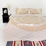 Gold Glimmer Daisy Boho Chic Mandala Bedding Duvet Cover Set with 2 Pillow Shams