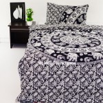 Twin Black & White Elephant Mandala Bedding Duvet Cover with One Pillow Sham