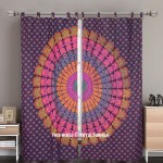 Purple & Pink Maina Medallion Tapestry Curtain Panel Pair