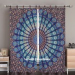 Blue Multi Indie Boho 84 Inch Mandala Curtain Panel Pair