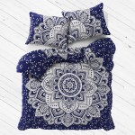Blue & Silver Passion Mandala Duvet Covers with Set of 2 Pillow Covers