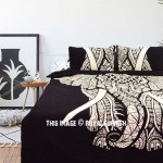 Black & White Asian Big Elephant Duvet Cover Set with 2 Pillow Cover