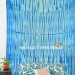 Indigo Zig Zag Shibori Tie Dye Tapestry Wall Hanging Bedspread