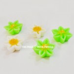 Gift Pack of Green & White Lily Flower Shaped Decorative Floating Fragrance Candle Set of 5