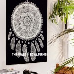 Black & White Lotus Dream Catcher Fabric Poster